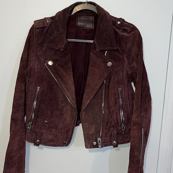 BLANK NYC SUEDE LEATHER MOTO JACKET CHOCOLATE BROWN M - Picture 2 of 6
